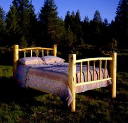 image of a log bed built from our log bed plans